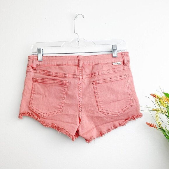 ☀️ BILLABONG Dusty Rose Lace Up Shorts Distress 26 Boho Cute Denim Cut Offs - Picture 5 of 5